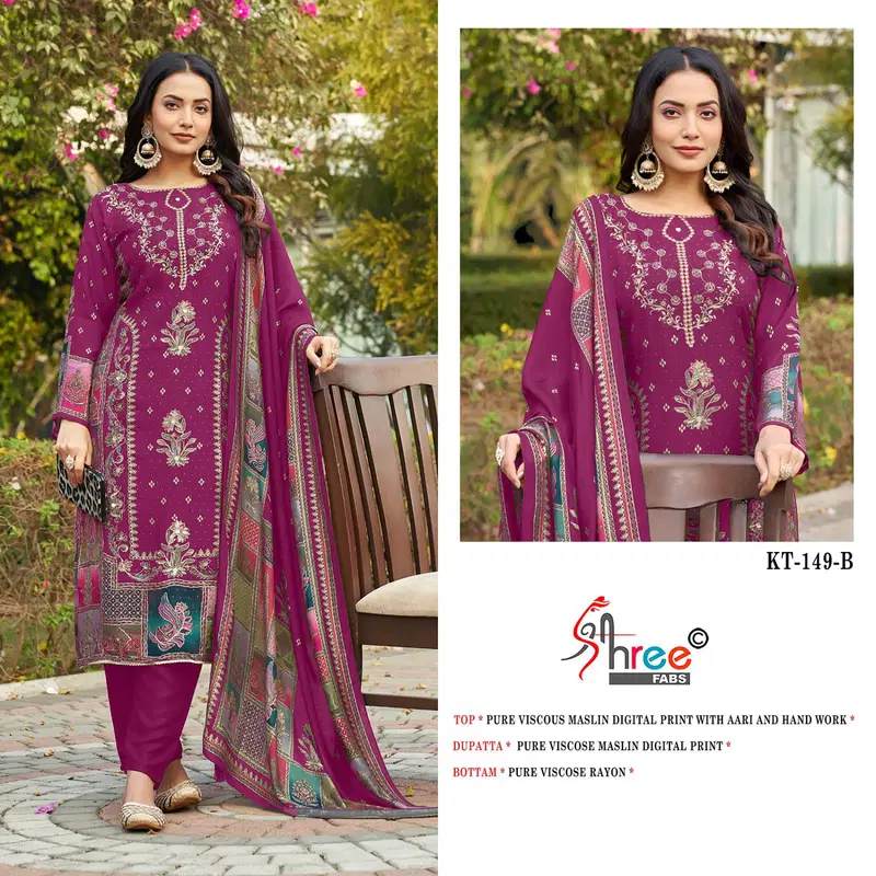 Kt 149 By Shree Fabs Viscose Printed Designer Salwar Suits Suppliers In India